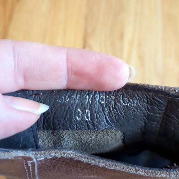 [SOLD] Felmini Soft Pebbled Leather Lace Up Peep Toe Portugal Block Heel Bootie - Picture 7 of 16